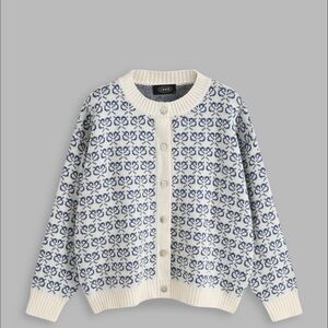 Cider Navy and White Knit Cardigan